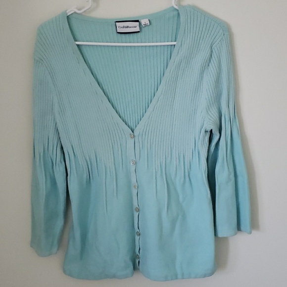 croft & barrow Sweaters - Croft & Barrow V-Neck Cardigan Robins Egg Blue V-Neck Womens Size Large Spring